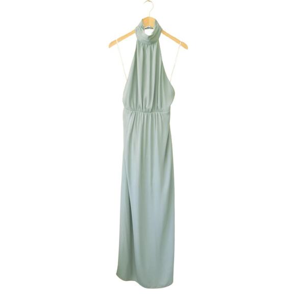 SHOW ME YOUR MUMU Collette Halter Maxi Dress Silver Sage Open Back - Picture 8 of 9